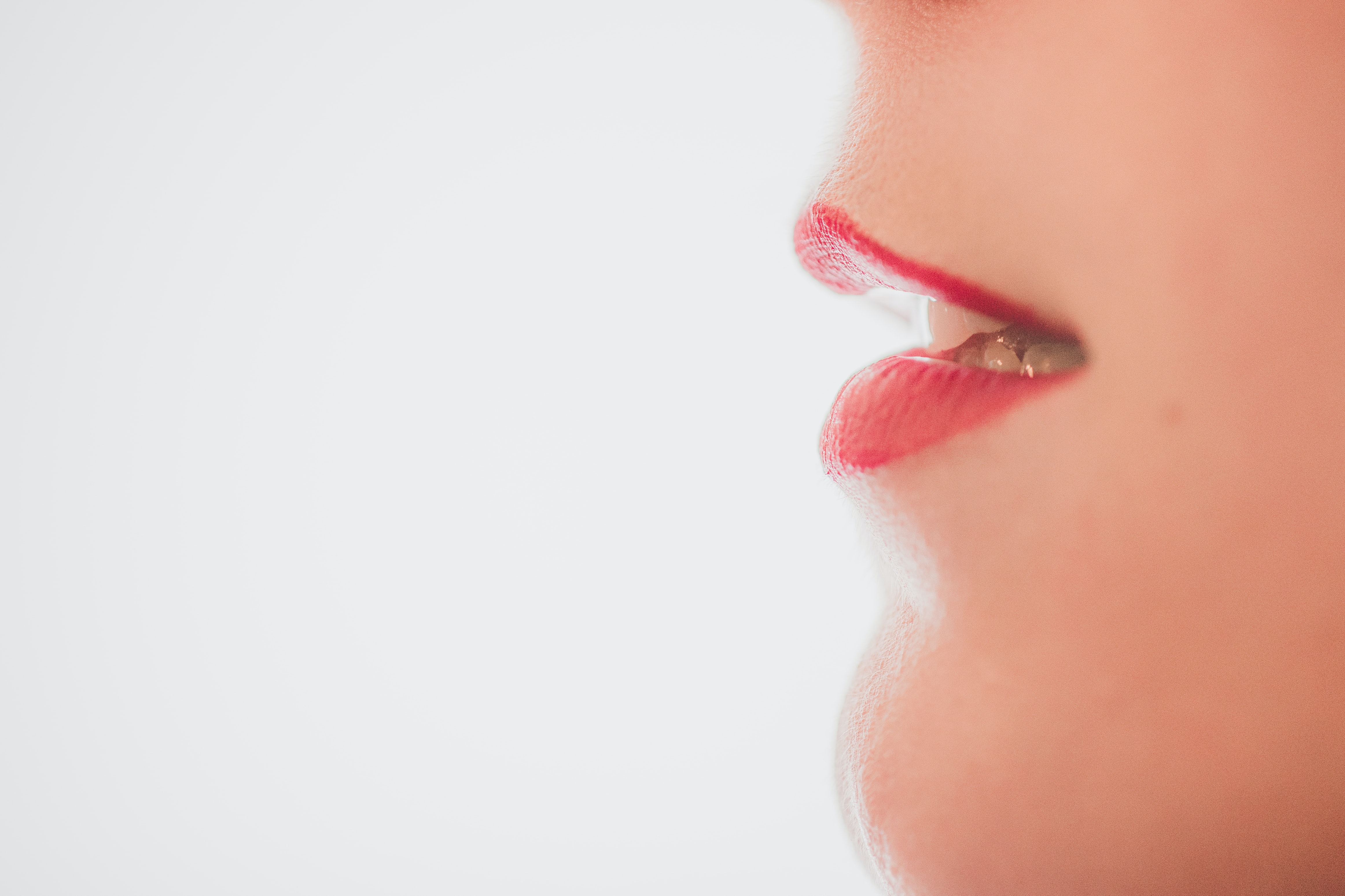 Closeup profile of woman's mouth