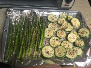 Roasted squash and asparagus